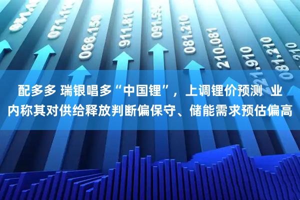 配多多 瑞银唱多“中国锂”,上调锂价预测 业内称其对供给释放判断偏保守、储能需求预估偏高