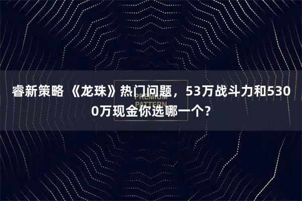 睿新策略 《龙珠》热门问题，53万战斗力和5300万现金你选哪一个？